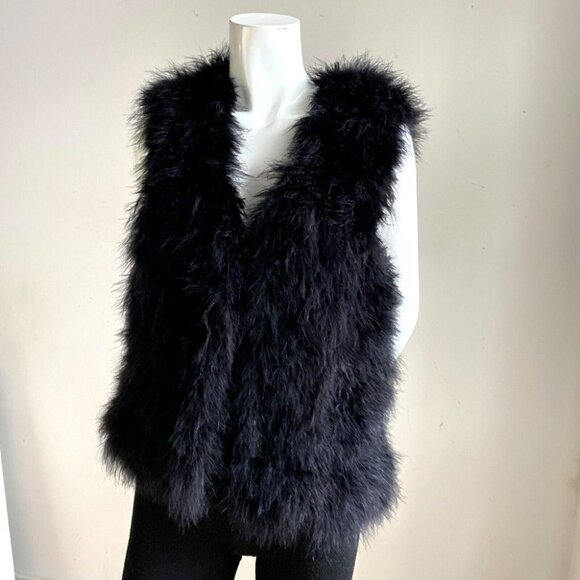 Club Monaco Black Marabou Feather Vest  S - Picture 3 of 8